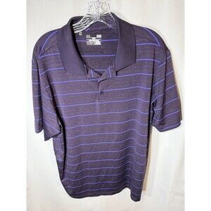 Nike Golf Polo Shirt Tour Performance Heat Gear Purple Stripe Short Sleeve LG